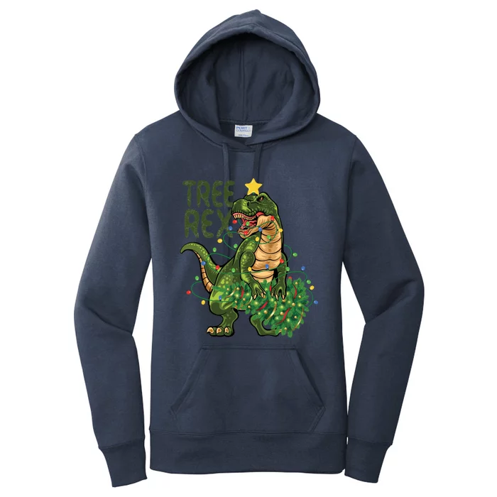 Dinosaur Christmas Tree Rex Boys Girls Funny Xmas Trex Cute Gift Women's Pullover Hoodie