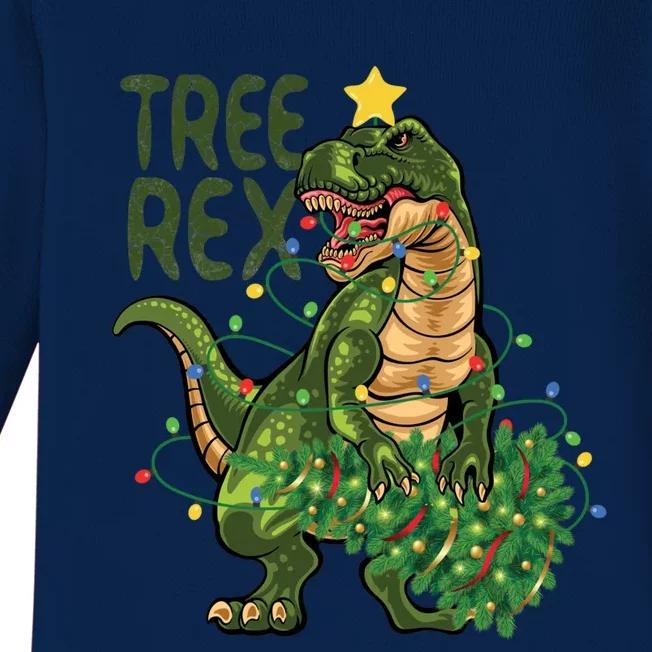 Dinosaur Christmas Tree Rex Boys Girls Funny Xmas Trex Cute Gift Baby Long Sleeve Bodysuit