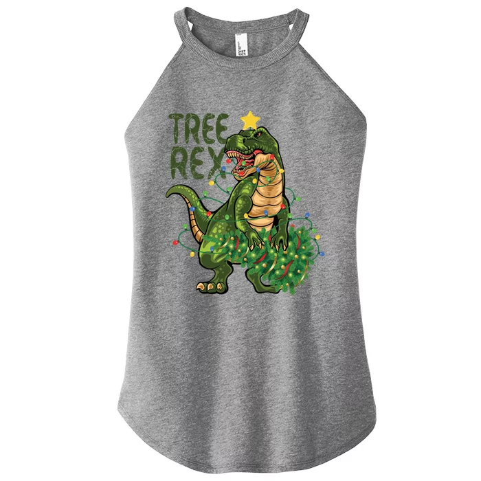 Dinosaur Christmas Tree Rex Boys Girls Funny Xmas Trex Cute Gift Women’s Perfect Tri Rocker Tank