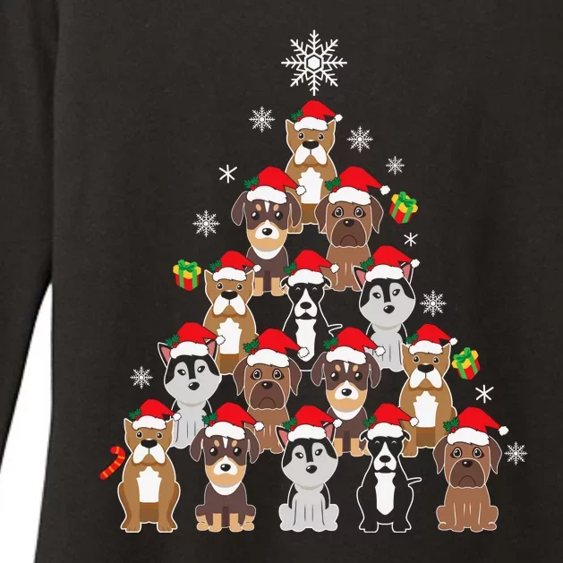 Dog Christmas Tree Funny Christmas Lights Xmas Womens CVC Long Sleeve Shirt