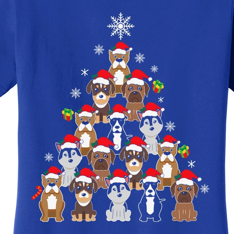 Dog Christmas Tree Funny Christmas Lights Xmas Women's T-Shirt