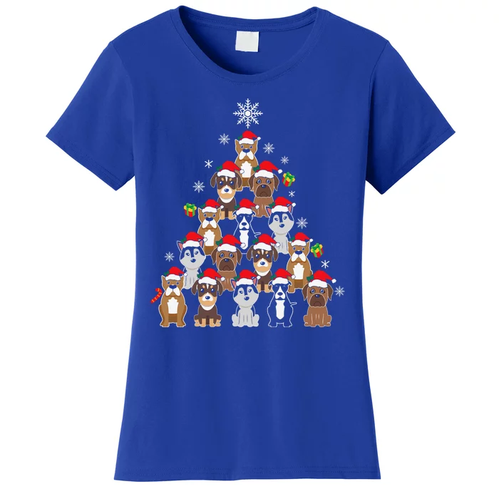 Dog Christmas Tree Funny Christmas Lights Xmas Women's T-Shirt