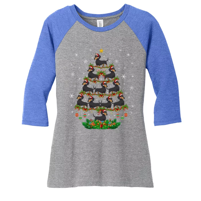 Dachshund Christmas Tree Dachshund Lover Xmas Tree Dachshund Great Gift Women's Tri-Blend 3/4-Sleeve Raglan Shirt