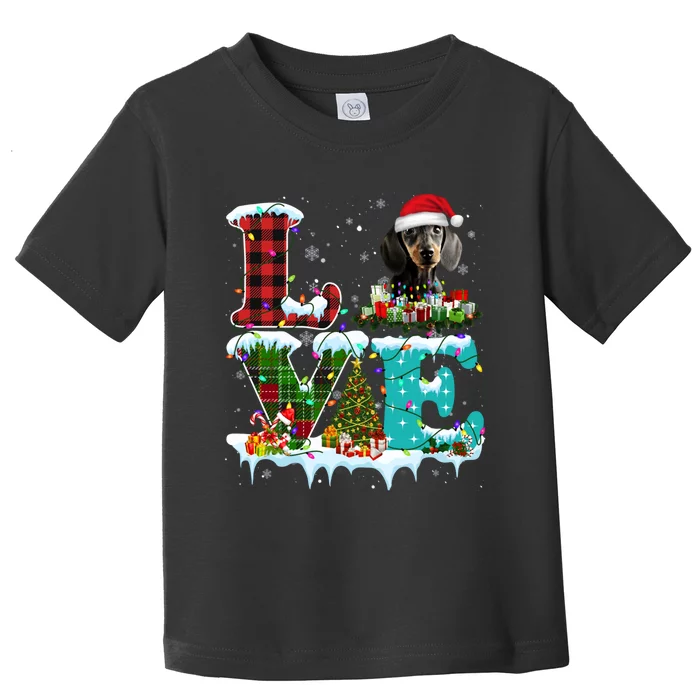 Dachshund Christmas Tree Lights Santa Dog Xmas Gift Toddler T-Shirt