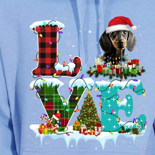 Dachshund Christmas Tree Lights Santa Dog Xmas Gift Unisex Surf Hoodie