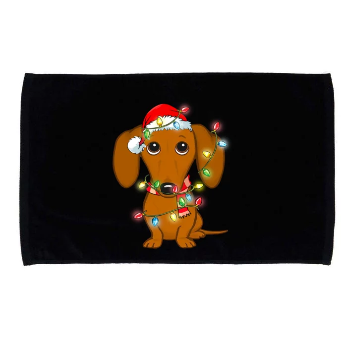 Dachshund Christmas Tree Dachshund Santa Hat Light Xmas Gift Microfiber Hand Towel