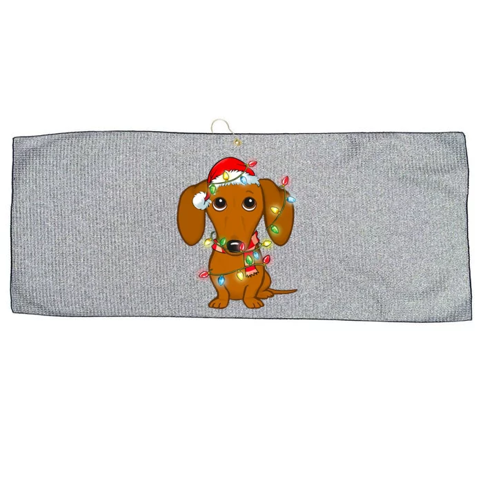 Dachshund Christmas Tree Dachshund Santa Hat Light Xmas Gift Large Microfiber Waffle Golf Towel