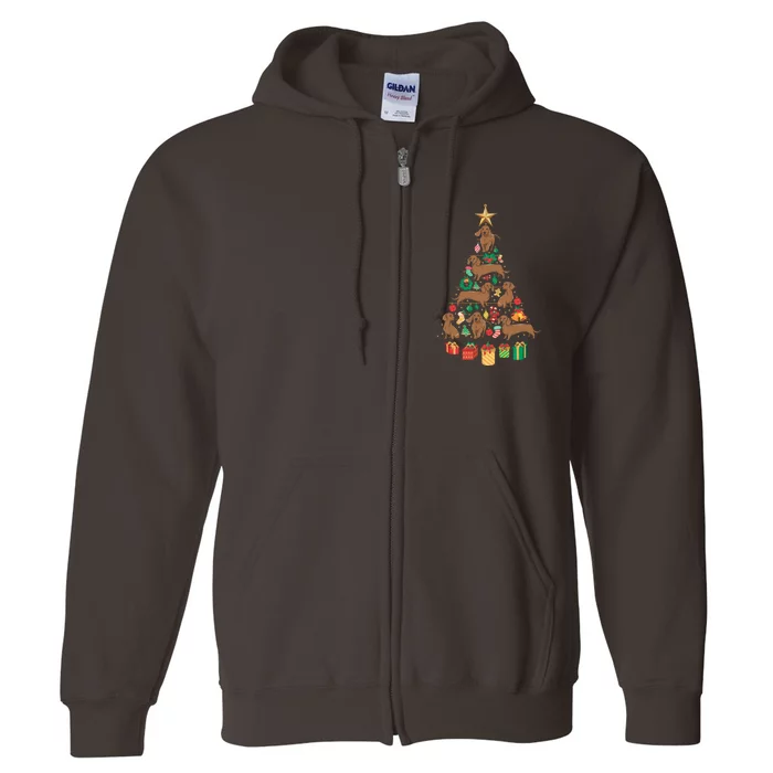 Dachshund Christmas Tree Full Zip Hoodie