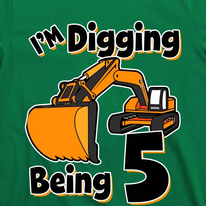 Digger Construction Truck 5th Birthday Truck 5 Year Old T-Shirt