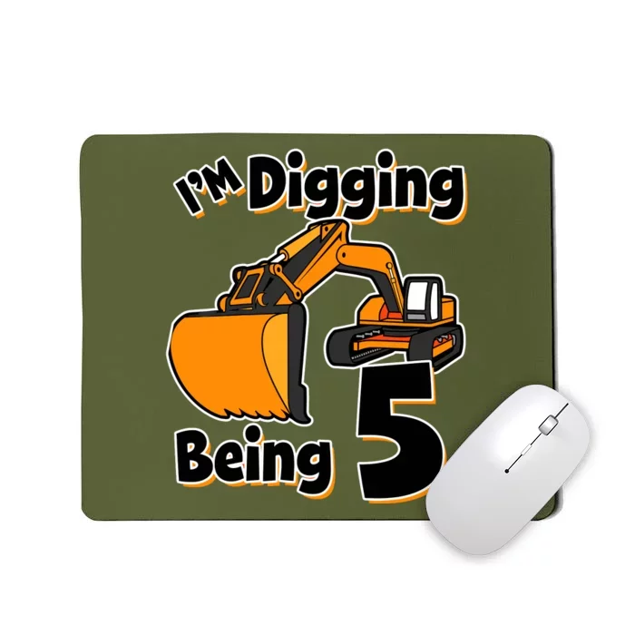 Digger Construction Truck 5th Birthday Truck 5 Year Old Mousepad