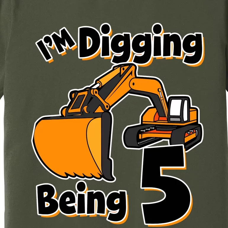 Digger Construction Truck 5th Birthday Truck 5 Year Old Premium T-Shirt