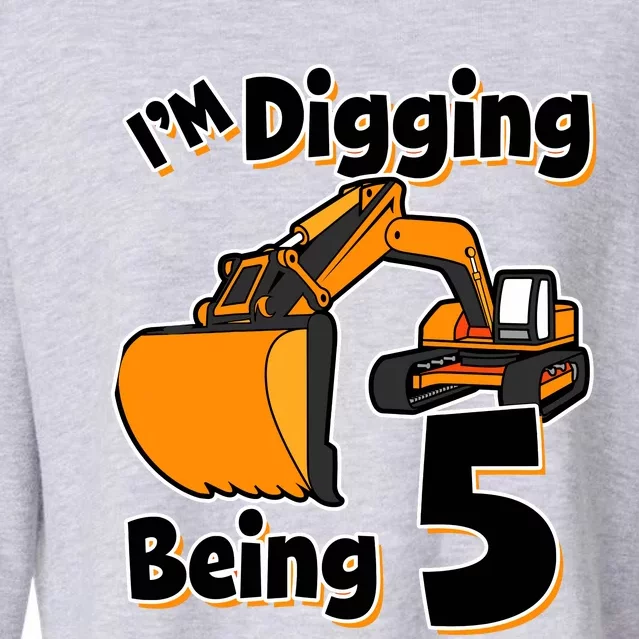 Digger Construction Truck 5th Birthday Truck 5 Year Old Cropped Pullover Crew