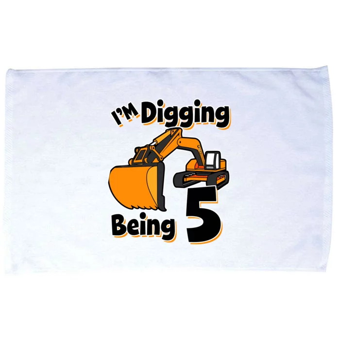 Digger Construction Truck 5th Birthday Truck 5 Year Old Microfiber Hand Towel