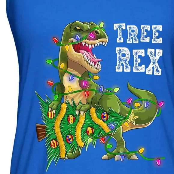 Dinosaur Christmas Tree Rex Family Matching Funny Gift Ladies Essential Flowy Tank