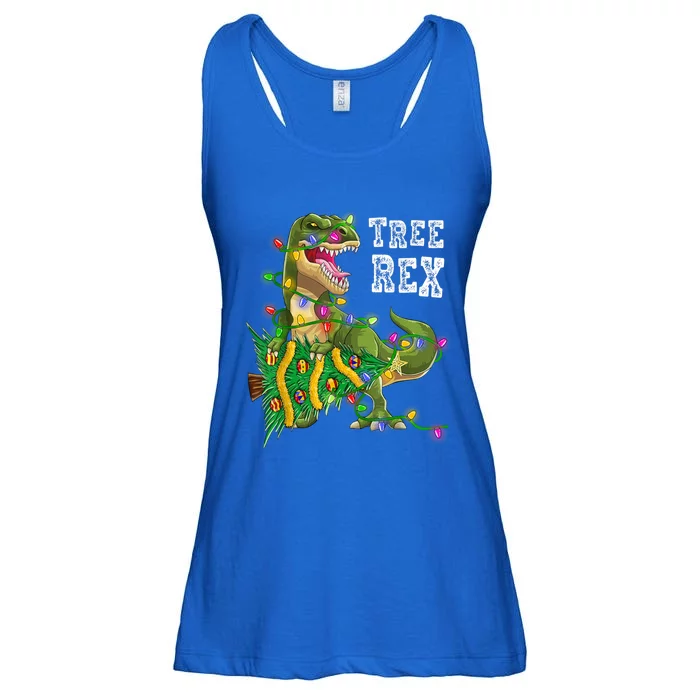 Dinosaur Christmas Tree Rex Family Matching Funny Gift Ladies Essential Flowy Tank