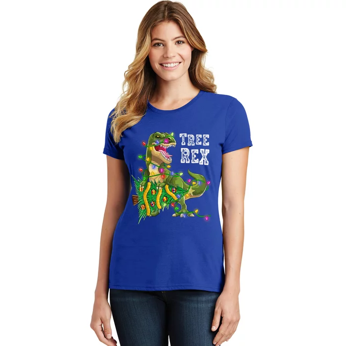 Dinosaur Christmas Tree Rex Family Matching Funny Gift Women's T-Shirt