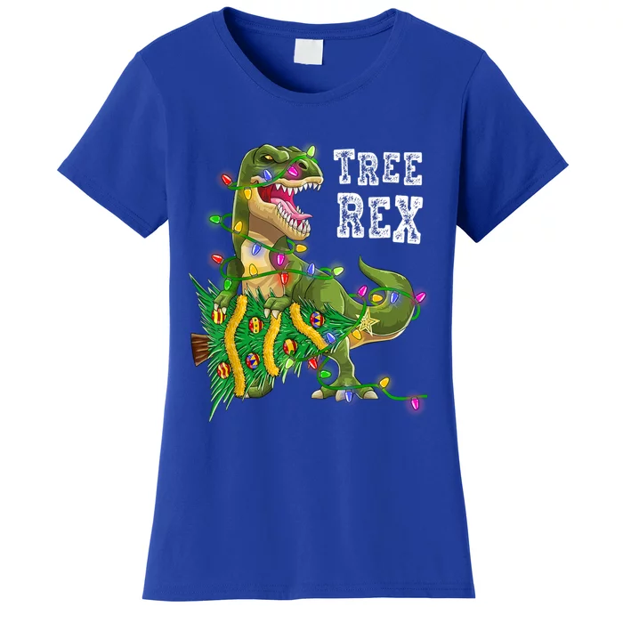 Dinosaur Christmas Tree Rex Family Matching Funny Gift Women's T-Shirt