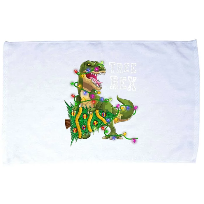 Dinosaur Christmas Tree Rex Family Matching Funny Gift Microfiber Hand Towel