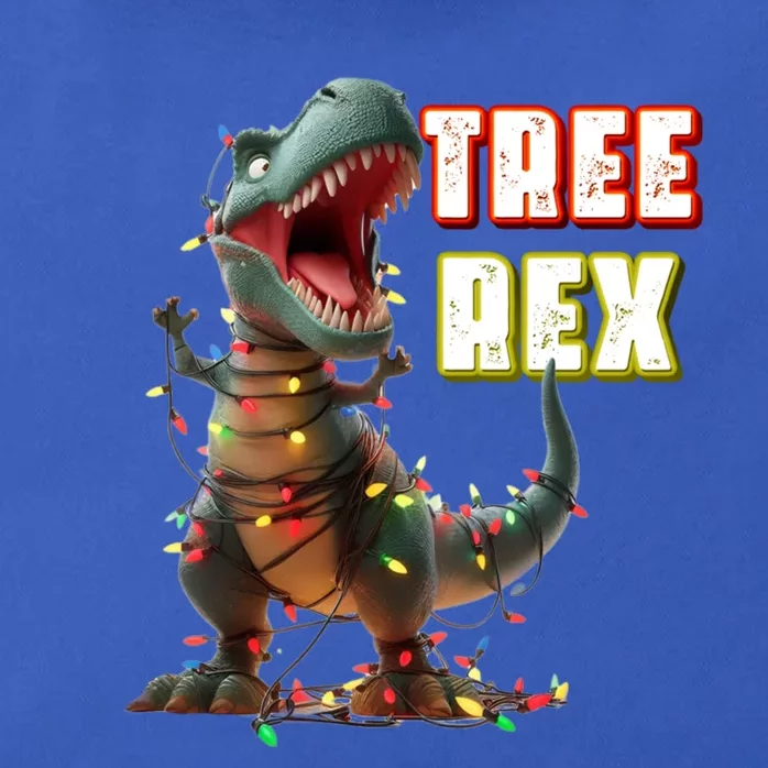 Dinosaur Christmas Tree Rex Xmas Lights Gift Zip Tote Bag