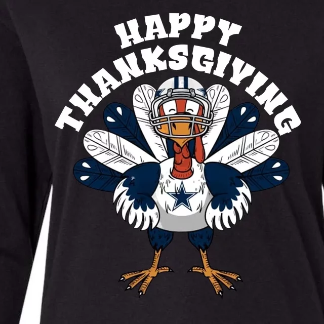 Dallas Cowboys Turkey Happy Thanksgiving Womens Cotton Relaxed Long Sleeve T-Shirt