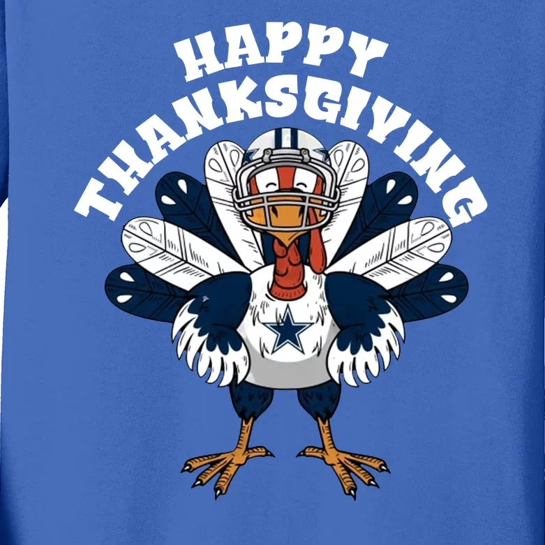 Dallas Cowboys Turkey Happy Thanksgiving Kids Long Sleeve Shirt