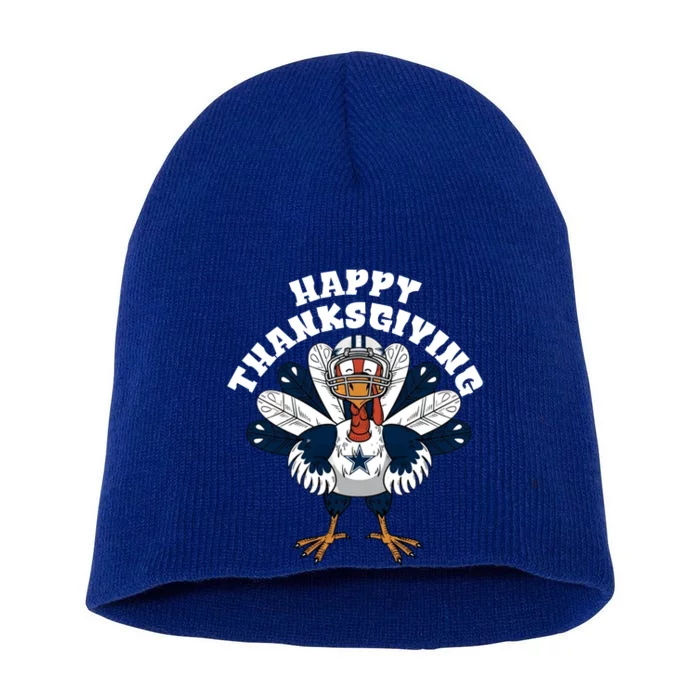 Dallas Cowboys Turkey Happy Thanksgiving Short Acrylic Beanie