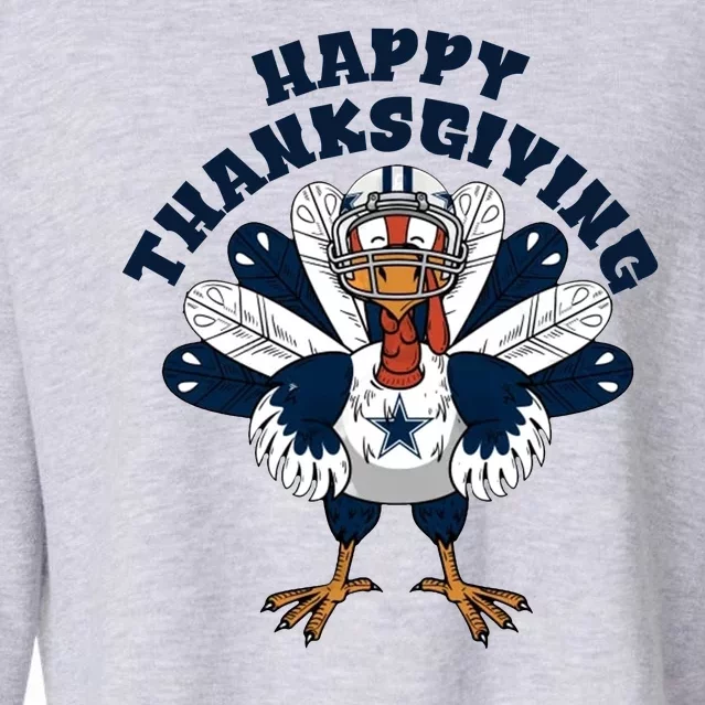 Dallas Cowboys Turkey Happy Thanksgiving Cropped Pullover Crew