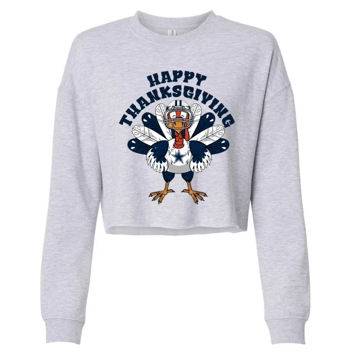 Dallas Cowboys Turkey Happy Thanksgiving Cropped Pullover Crew