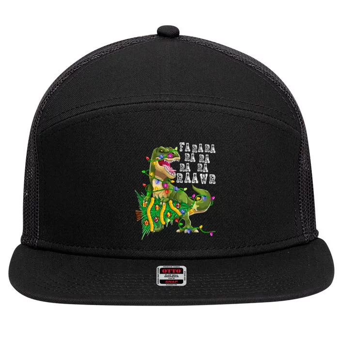 Dinosaur Christmas Tree Rex Xmas Gifts 7 Panel Mesh Trucker Snapback Hat