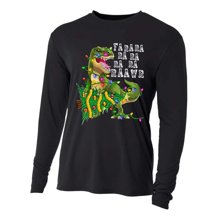 Dinosaur Christmas Tree Rex Xmas Gifts Cooling Performance Long Sleeve Crew