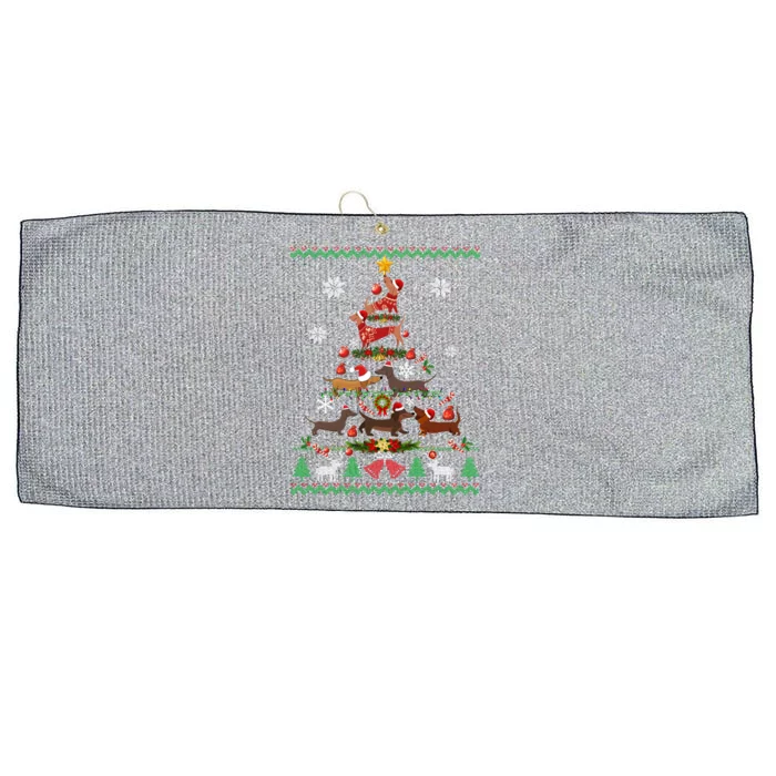 Dachshund Christmas Tree Ugly Sweater Doxie Santa Ornats Gift Large Microfiber Waffle Golf Towel