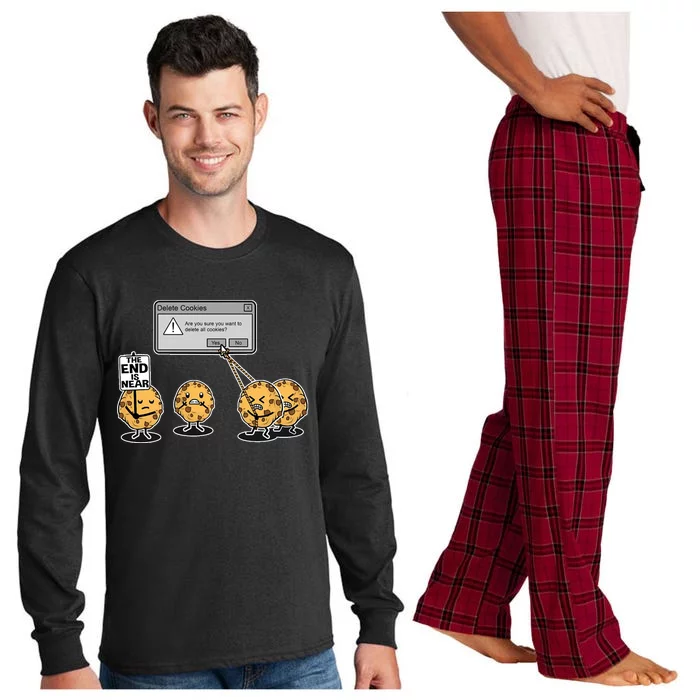 Deleting Cookies The End Is Near Funny Long Sleeve Pajama Set