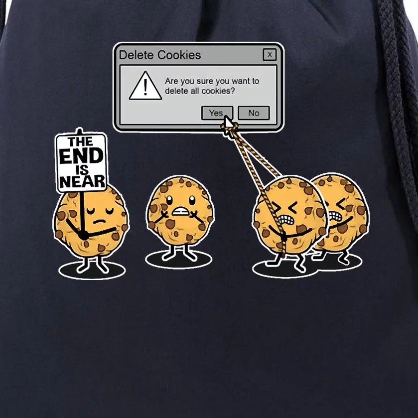 Deleting Cookies The End Is Near Funny Drawstring Bag