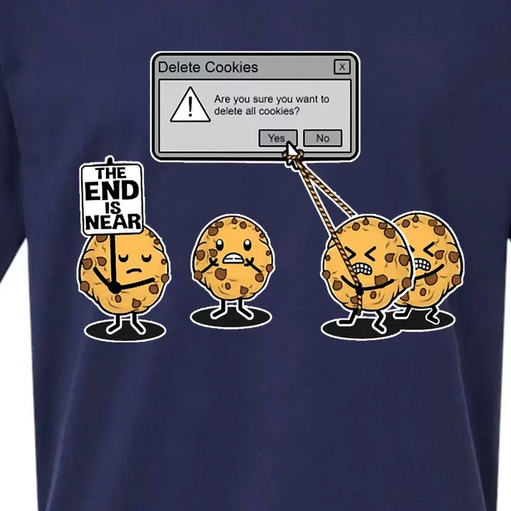 Deleting Cookies The End Is Near Funny Sueded Cloud Jersey T-Shirt