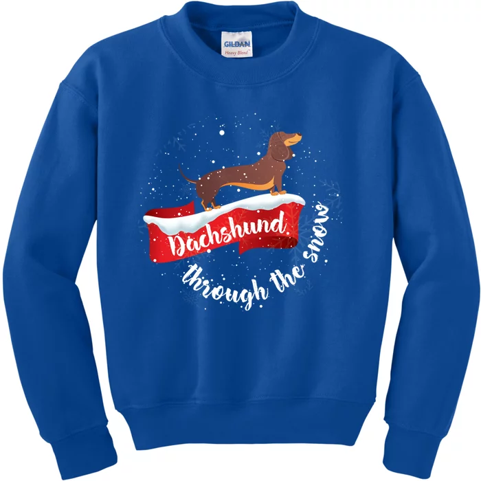 Dachshund Christmas Through The Snow Dog Lover Gift Funny Gift Kids Sweatshirt