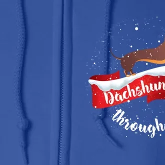 Dachshund Christmas Through The Snow Dog Lover Gift Funny Gift Full Zip Hoodie