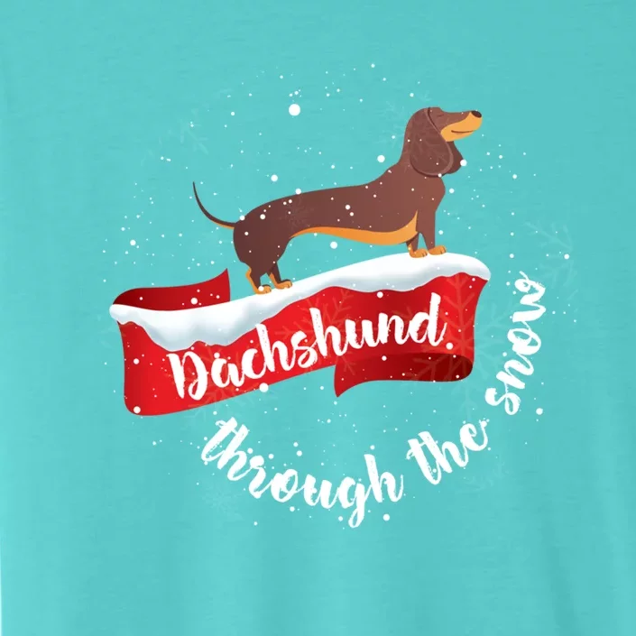 Dachshund Christmas Through The Snow Dog Lover Gift Funny Gift ChromaSoft Performance T-Shirt