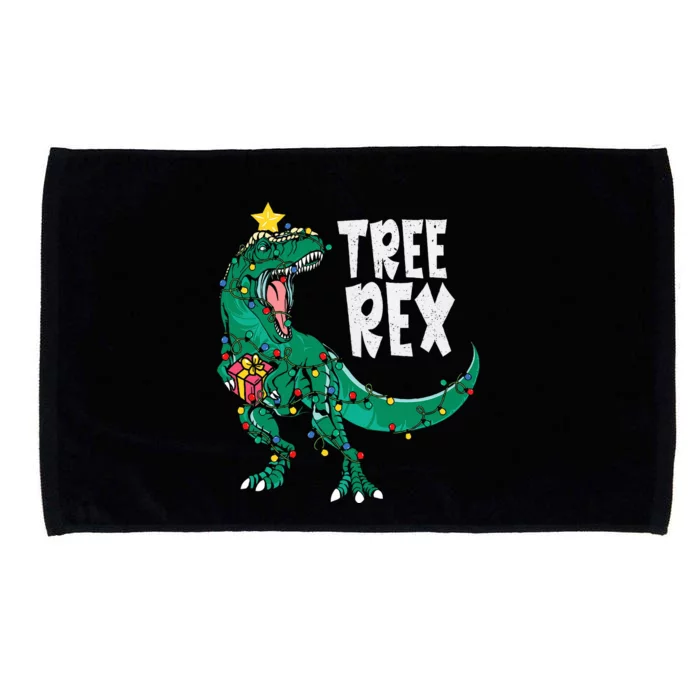 Dinosaur Christmas Tree Rex Pajamas Xmas Lights Microfiber Hand Towel