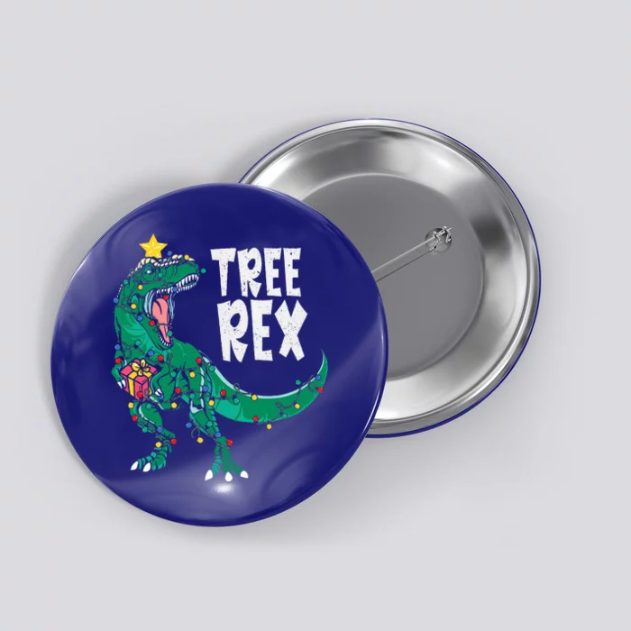 Dinosaur Christmas Tree Rex Pajamas Xmas Lights Button