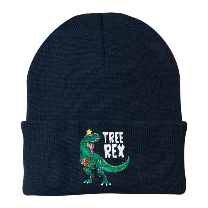 Dinosaur Christmas Tree Rex Pajamas Xmas Lights Knit Cap Winter Beanie