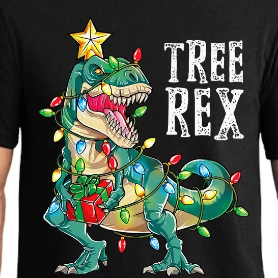 Dinosaur Christmas Tree Rex Pajamas Xmas Lights Pajama Set