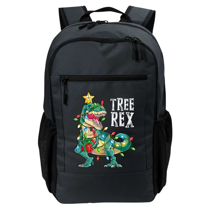 Dinosaur Christmas Tree Rex Pajamas Xmas Lights Daily Commute Backpack