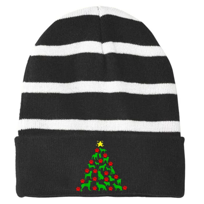 Dog Christmas Tree Dog Christmas Striped Beanie with Solid Band