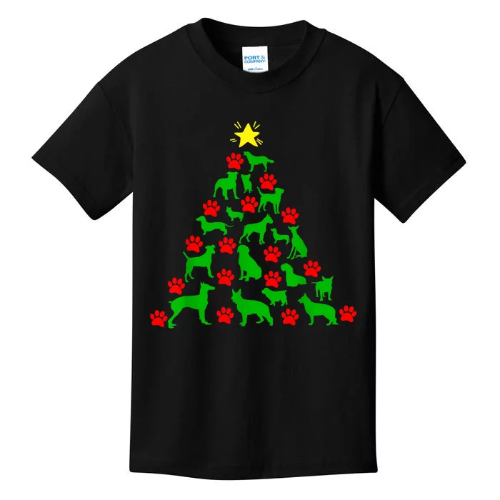 Dog Christmas Tree Dog Christmas Kids T-Shirt