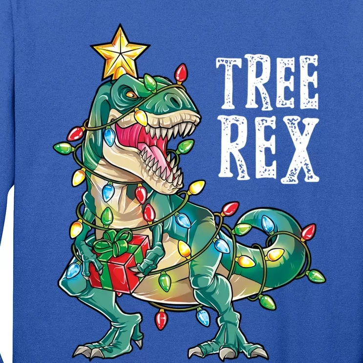 Dinosaur Christmas Tree Rex Pajamas Xmas Lights Meaningful Gift Long Sleeve Shirt