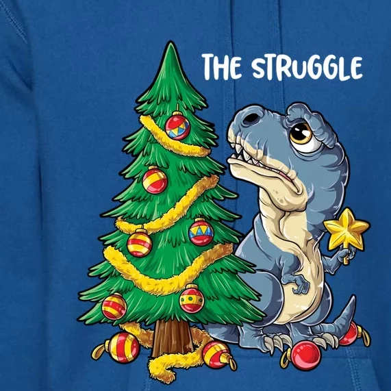 Dinosaur Christmas Tree Rex The Struggle Xmas Pajamas Gift Premium Hoodie