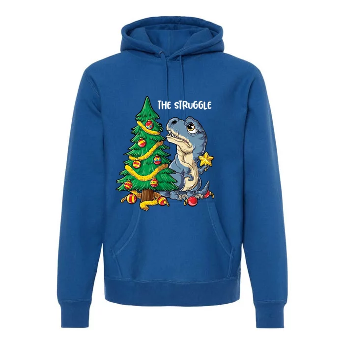 Dinosaur Christmas Tree Rex The Struggle Xmas Pajamas Gift Premium Hoodie