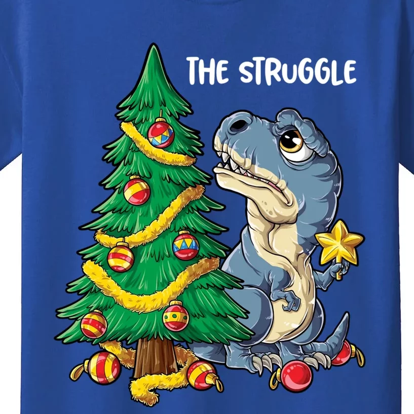 Dinosaur Christmas Tree Rex The Struggle Xmas Pajamas Gift Kids T-Shirt