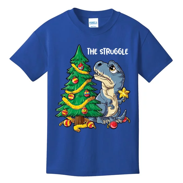 Dinosaur Christmas Tree Rex The Struggle Xmas Pajamas Gift Kids T-Shirt