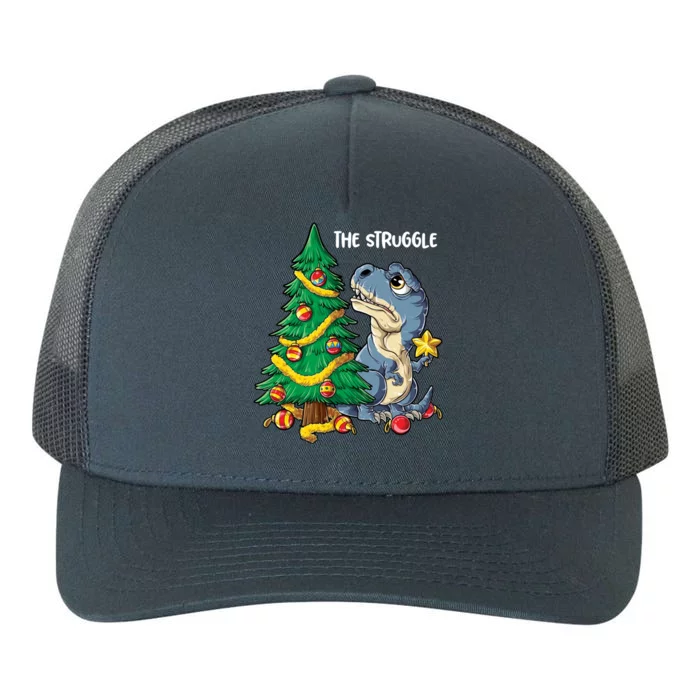 Dinosaur Christmas Tree Rex The Struggle Xmas Pajamas Gift Yupoong Adult 5-Panel Trucker Hat